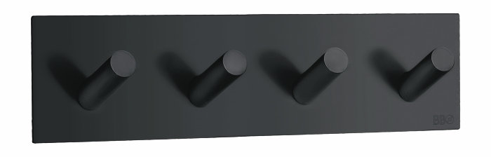 Kroklist m/4 kroker selvklebende - matt svart